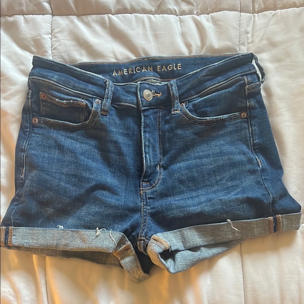 American Eagle Outfitters Blue Jean Shorts Mid-Rise Casual